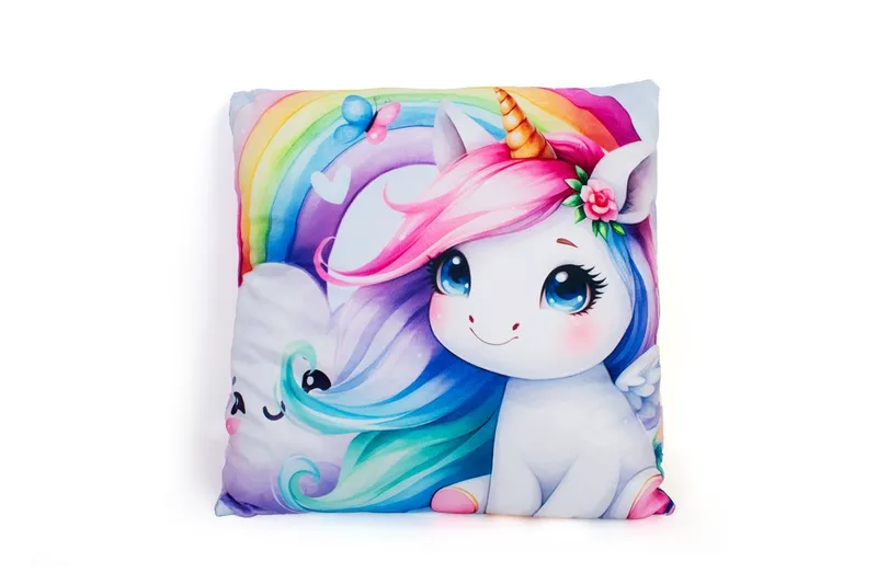Βελούδινο Μαξιλάρι Unicorn 10 38X38 Ροζ 100% Velboa