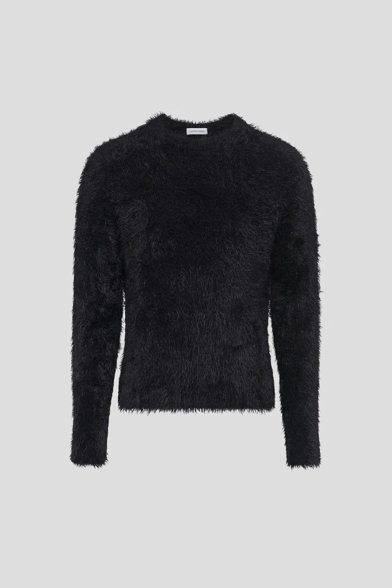 MARINE SERRE Ανδρικό Μαύρο Wild Puffy Knit Crewneck Sweater