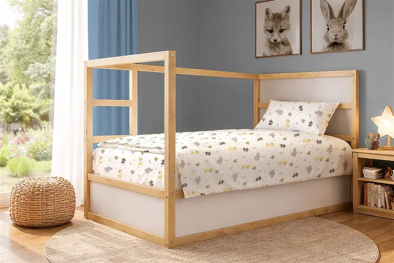 Παπλωματοθήκη Παιδική Βαμβακερή Μονή 160x240εκ. Happy Safari 713 White-Grey DimCol (Ύφασμα: Βαμβάκι 100%, Χρώμα: Λευκό) - DimCol - 32110823081