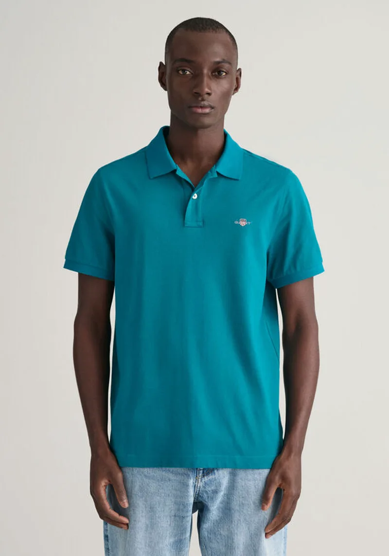 GANT Pique Polo Μπλούζα της σειράς Shield - 2210-1 340 Ocean Turquoise