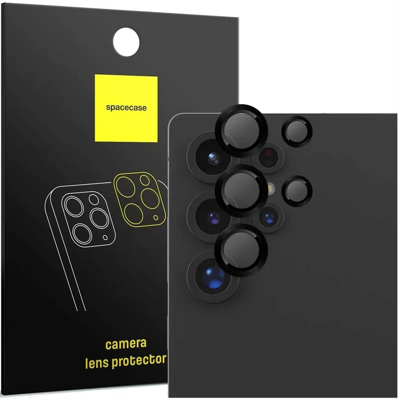 Tempered Glass Samsung Galaxy S25 Ultra Spacecase Camera Ring Αντιχαρακτικό Γυαλί Προστασίας για Φακό Κάμερας με Πλαίσιο Αλουμινίου - Black (5905719114770)