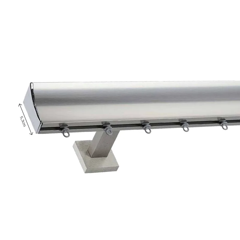 Σιδηρόδρομος Κουρτίνας 5.3cm Domus Deco με Νίκελ Ματ Στηρίγματα & Χρώμιο Τάπες (2.40m Σιδηρόδρομος Διπλός)