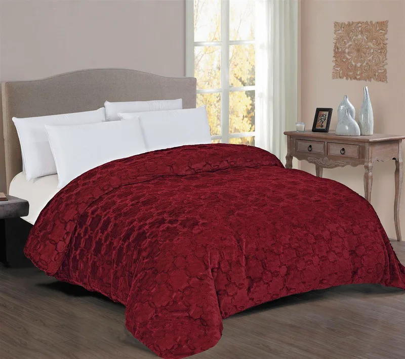 Κουβερτοπάπλωμα Fur-Sherpa Μονό 160x220εκ. Bordeaux DimCol (Ύφασμα: Polyester, Χρώμα: Μπορντώ ) - DimCol - 33421006033