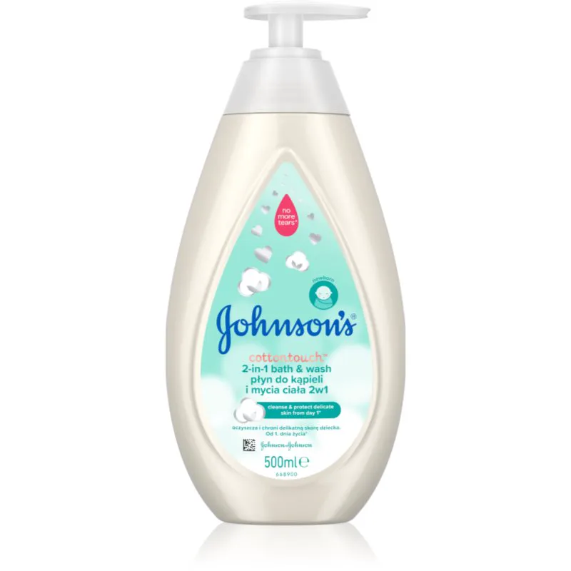 Johnson's® Cottontouch νερό με φυσαλλίδες και τζελ πλυσίματος 2 σε 1 για παιδιά 500 ml