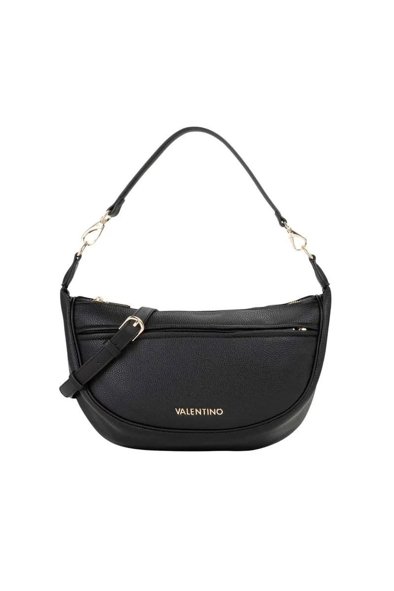 Valentino γυναικεία τσάντα ώμου hobo με μεταλλικό λογότυπο "Daphne Re" - 73LVBS9OP08/DAP Μαύρο