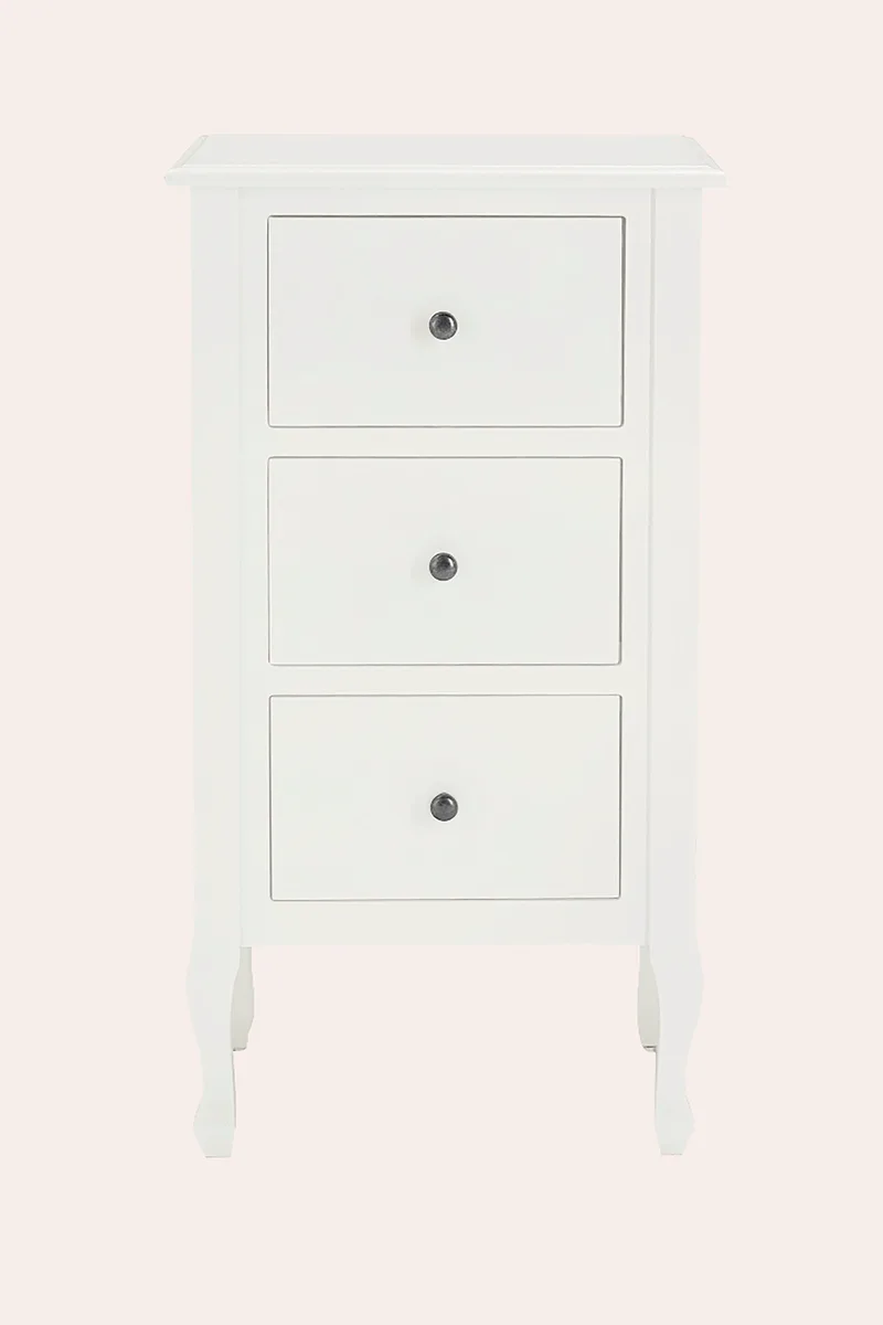 Συρταριέρα Ψηλή Rosalind με 3 Συρτάρια Cotton White