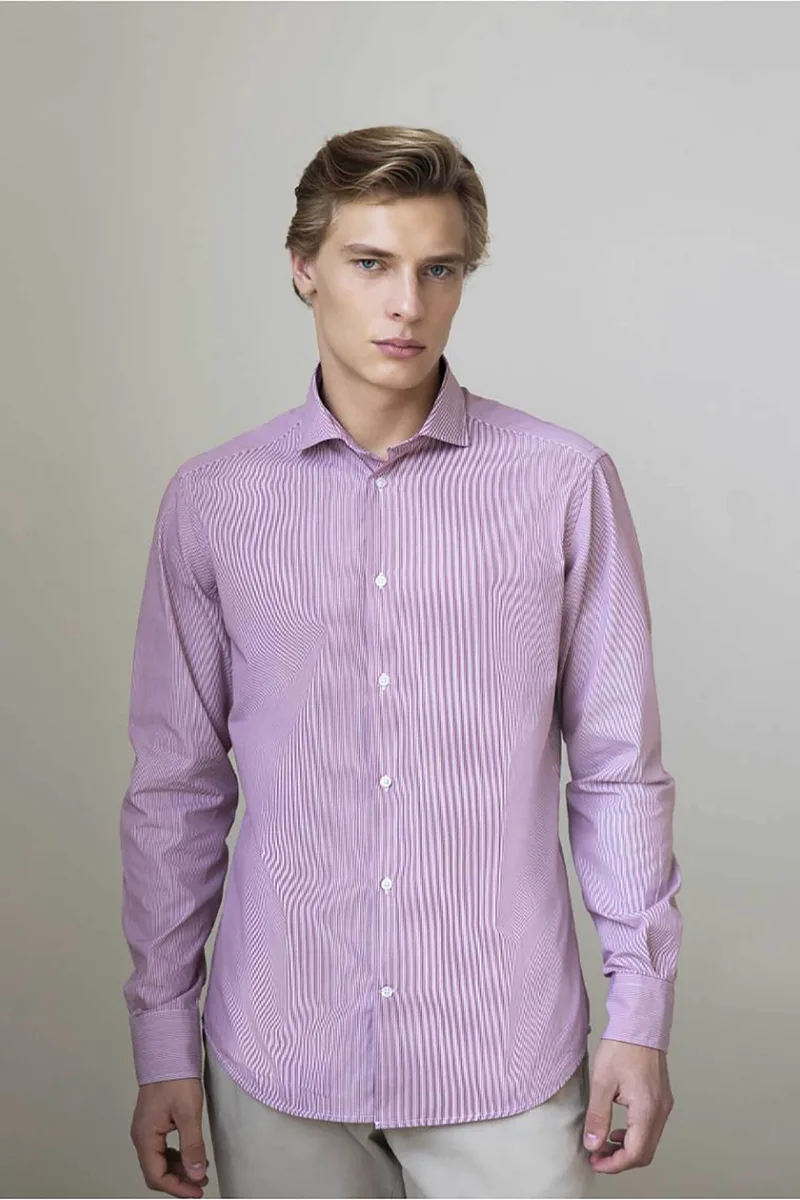 Oxford Company ανδρικό πουκάμισο romeo με ψιλό ριγέ σχέδιο Slim Fit "Sport" - M123-RY21.01 Κόκκινο