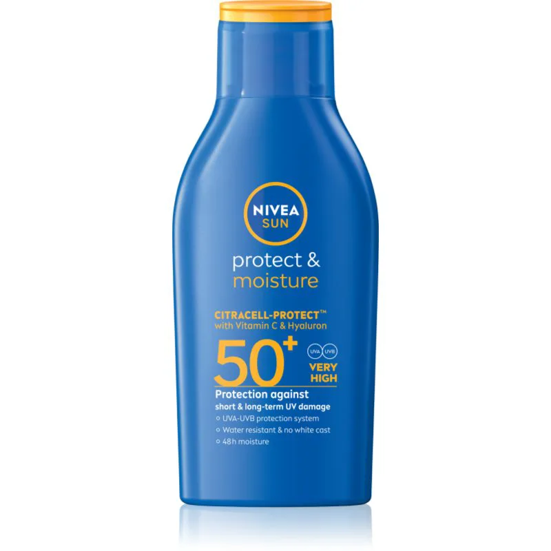 NIVEA SUN Protect & Moisture ενυδατικό αντηλιακό γαλάκτωμα SPF 50+ 100 ml