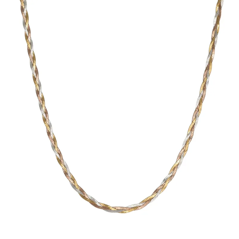 Τρίχρωμο ασημένιο κολιέ 925 με snake αλυσίδες 055412 055412 Ασήμι