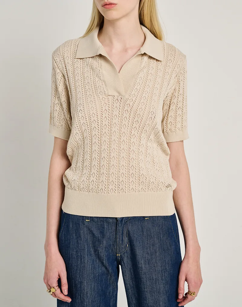 STAFF Kate Polo Short Sleeve Knit 63-201.055-Ν9947 Biege