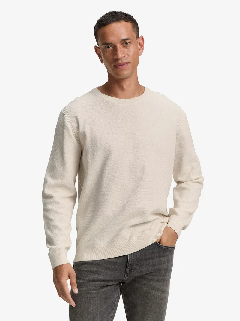 Tom Tailor Ανδρικό Πουλόβερ Basic Knitted Sweater 1039810-38677 Εκρού