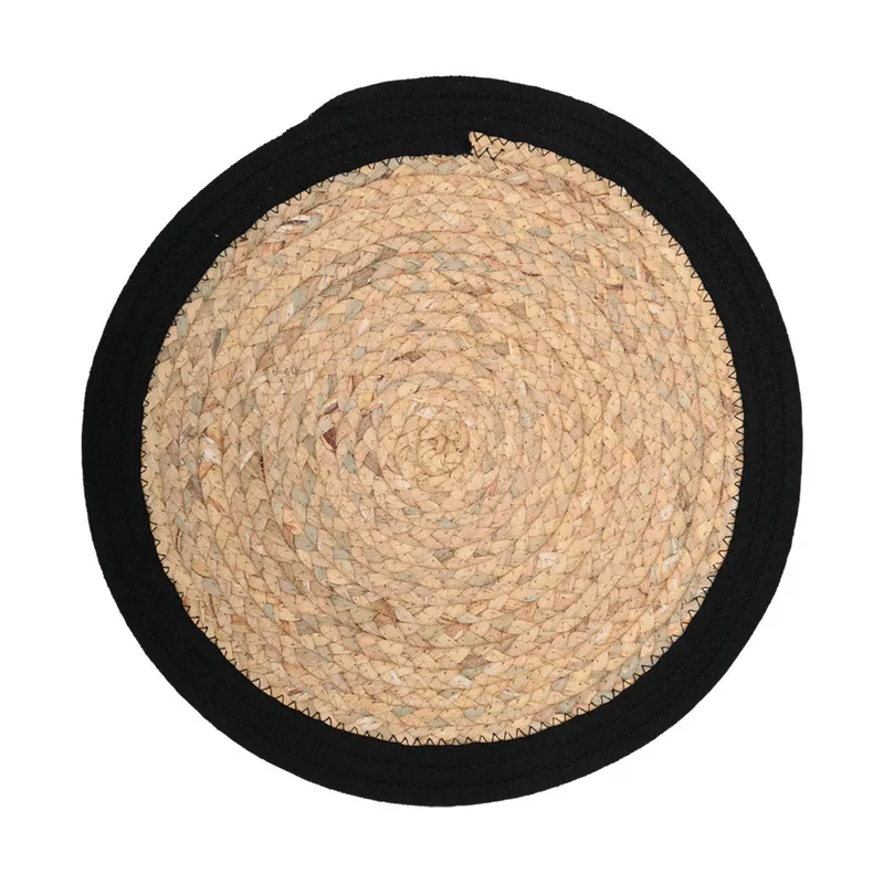 Σουπλά Υάκινθου-Polyester Natural-Μαύρο Haven 38εκ. Estia 07-32425 (Σετ 2 Τεμάχια) (Ύφασμα: Polyester, Χρώμα: Μαύρο, Υλικό: Υάκινθος) - estia - 07-32425
