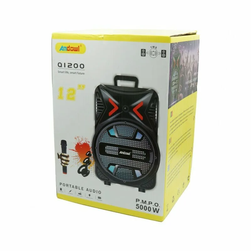 Andowl Σύστημα Karaoke με Ενσύρματo Μικρόφωνo AN-Q1200 σε Μαύρο Χρώμα
