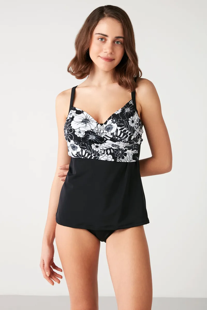 Kom γυναικείο μαγιό tankini σετ με μπανέλα και σλιπ ''Recta Tankini''-1M13MBTY231.001