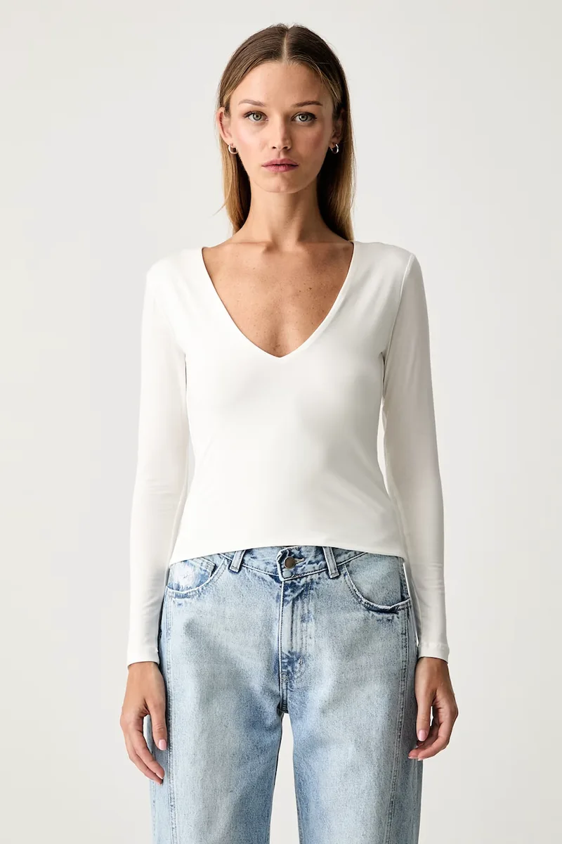 Le Privé μπλούζα γυναικεία με μοντάλ ODILE TOP BLANC