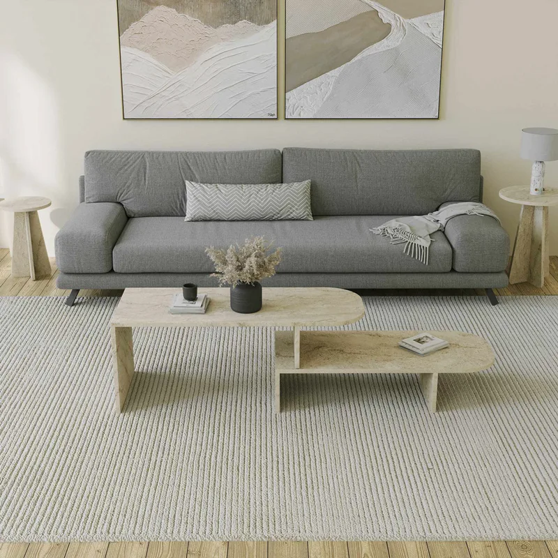 Σετ Τραπεζάκια Σαλονιού Puzzle - Travertine 552Nos2592 (100x20x40 cm)