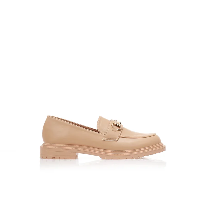 Oxfords nude δερματίνη με διακοσμητική αγκράφα NUDE