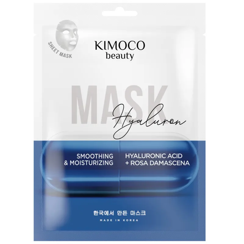 Kimoco Beauty Smoothing & Moisturizing Hyaluronic Acid & Ροζ Damascena Face Mask Ενυδατική Μάσκα Προσώπου με Κολλοειδή Υαλουρονικό & Άνθη Ρόδων Δαμασκού 23ml
