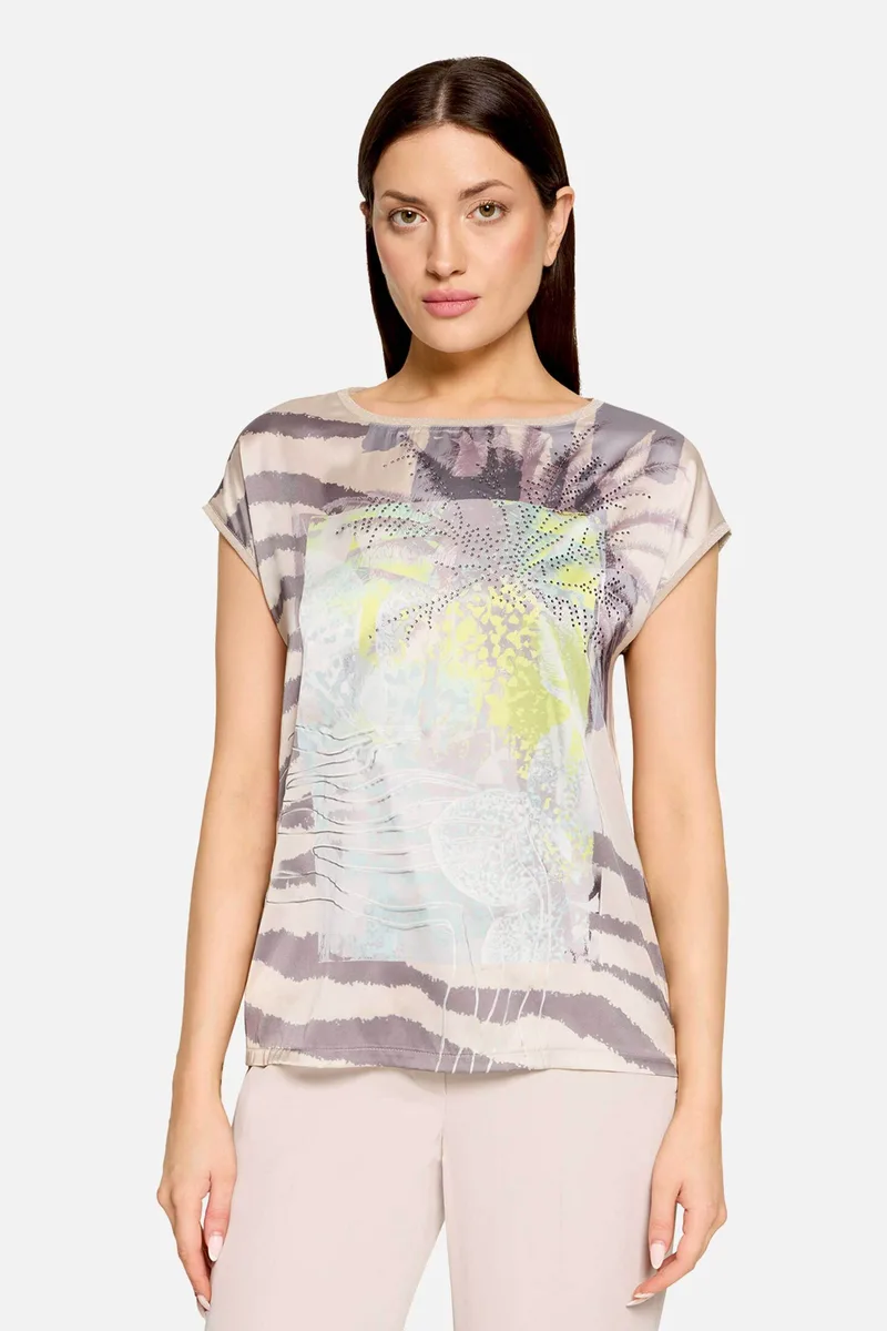 So Cosy γυναικεία μπλούζα με tropical print και στρας - 2456/8130 Μπεζ