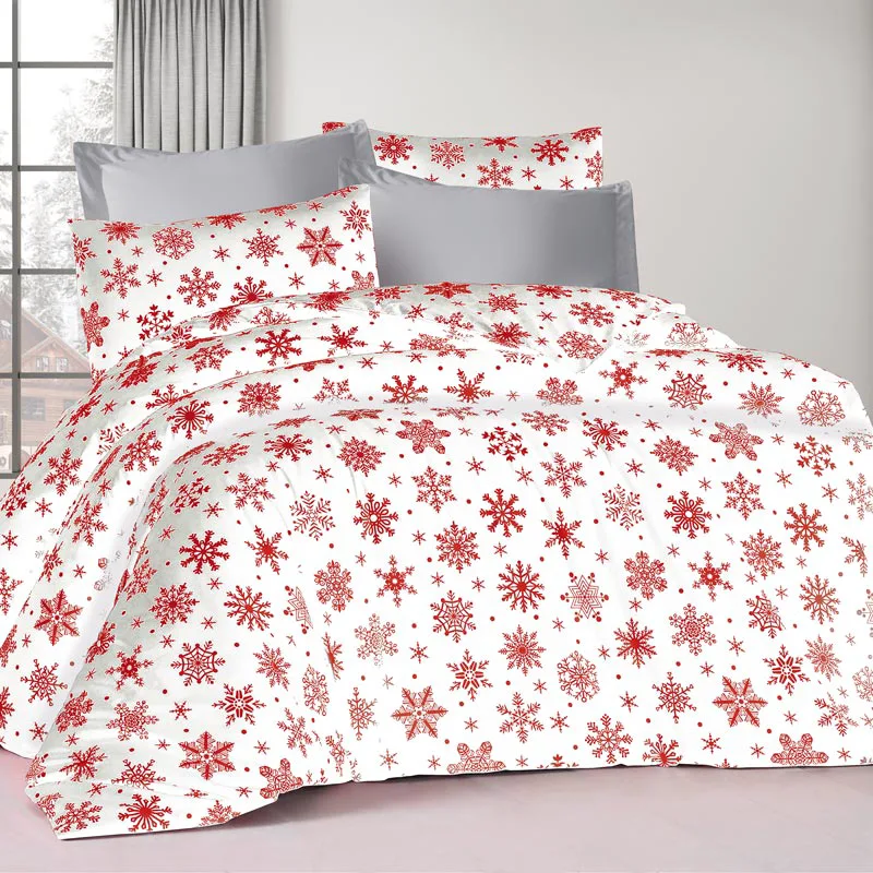 Σεντόνια Μονά Σετ Dimcol Snowflake 462 Red 160x240