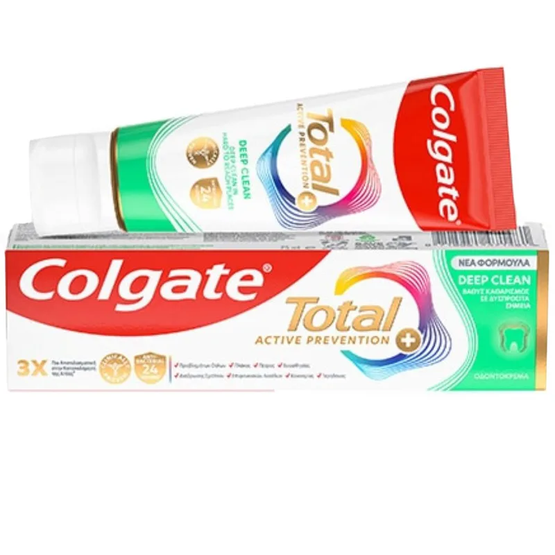 Colgate Total Active Prevention Deep Clean Οδοντόκρεμα για Βαθύ Καθαρισμό σε Δυσπρόσιτα Σημεία 75ml