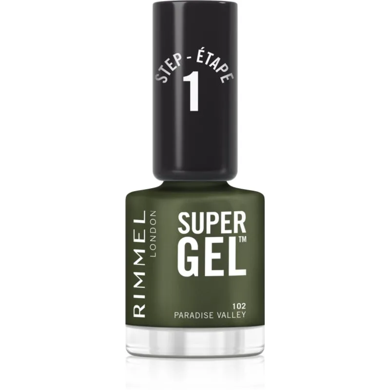 Rimmel Super Gel τζελ βερνίκι νυχιών χωρίς τη χρήση των UV/LED λαμπτήρων απόχρωση 102 Paradise Valley 12 ml