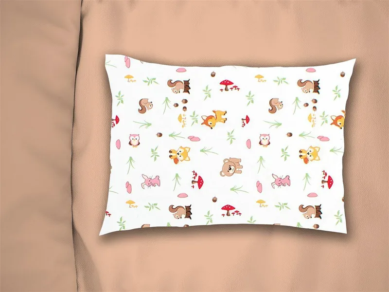 Παιδική Μαξιλαροθήκη Dimcol Forest Animals 571 50x70 White-Ροζ