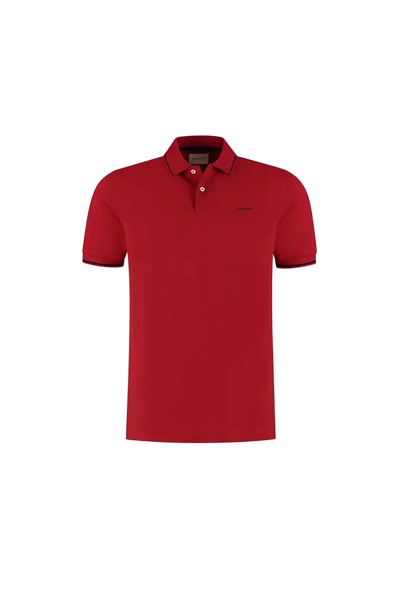 Gant ανδρική μπλούζα πόλο πικέ με contrast trims Regular Fit - 2062034 Κόκκινο