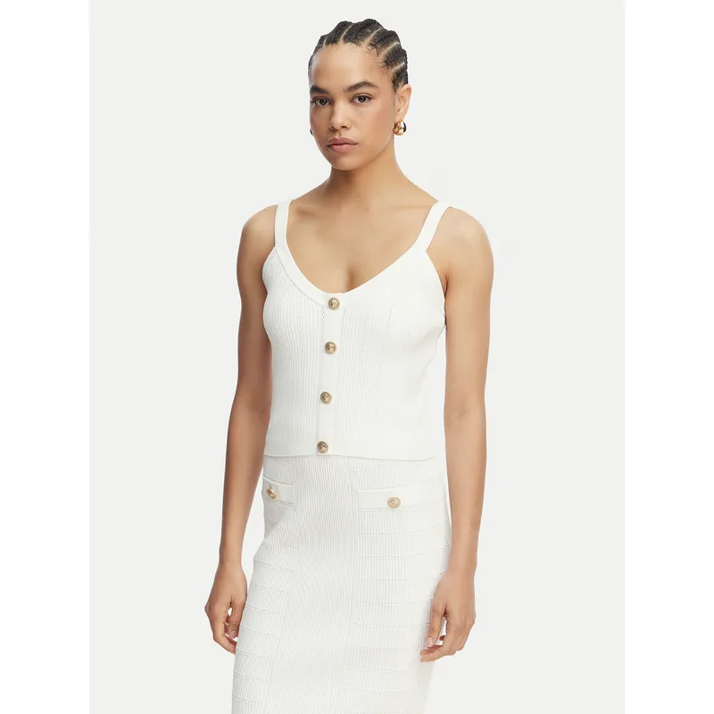 Guess Τοπ W5YR10 Z0130 Λευκό Regular Fit