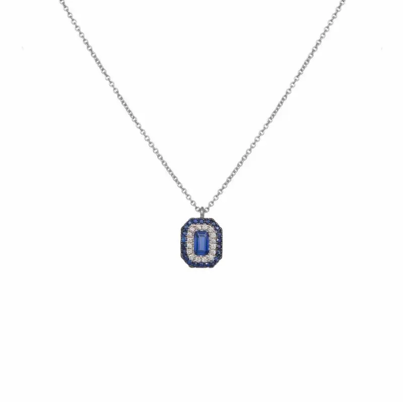 Λευκόχρυσο γυναικείο κολιέ Sapphire and Brilliant K18 041057 041057 Χρυσός 18 Καράτια