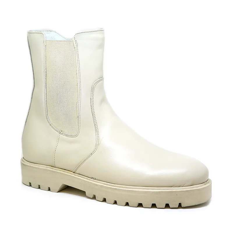 Big Shoes KL10255-02 Δερμάτινο Μποτάκι Ιβουάρ