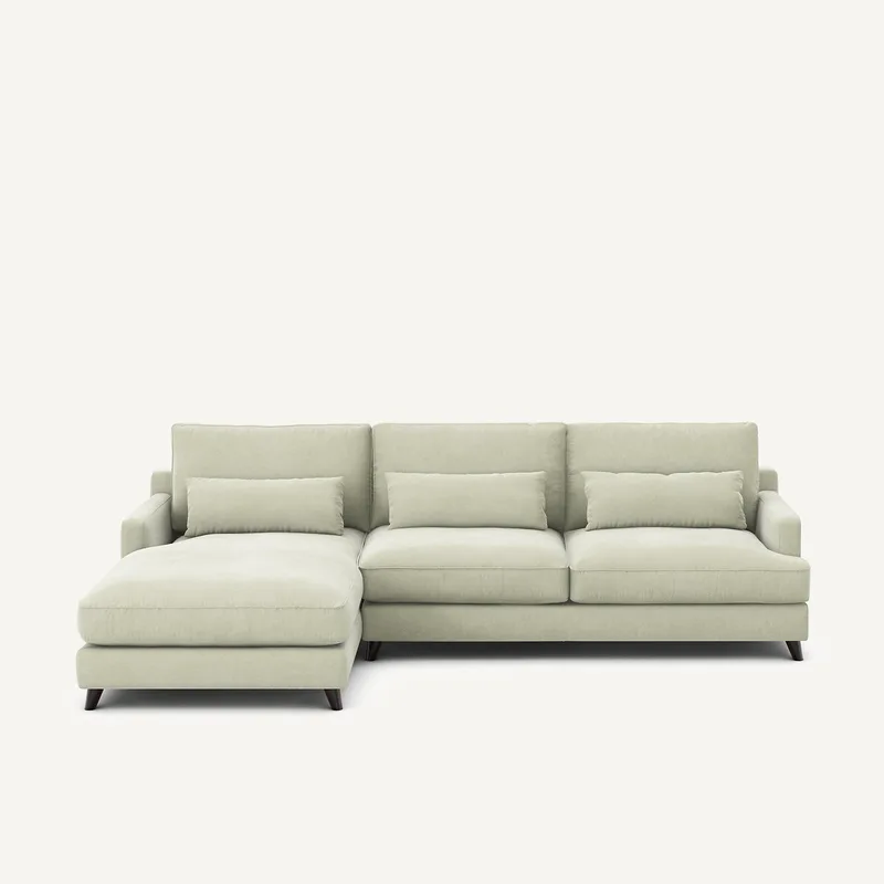 Γωνιακός καναπές από βελούδο stonewashed Μ172xΠ294xΥ83cm