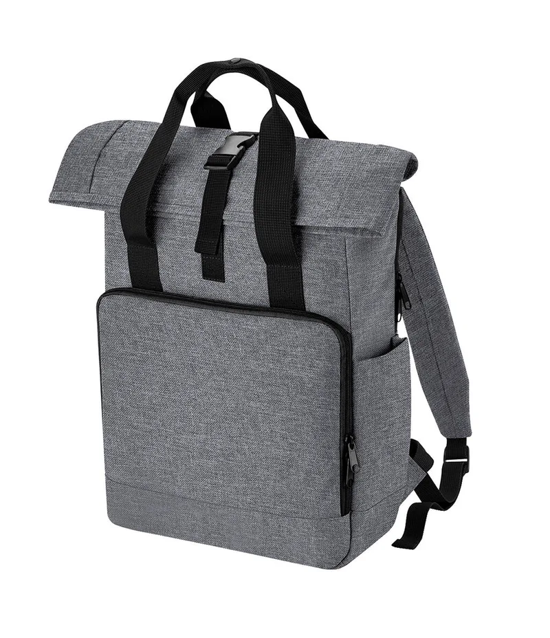 Roll-Top Laptop Backpack Recycled Bag Base BG118L Grey Marl