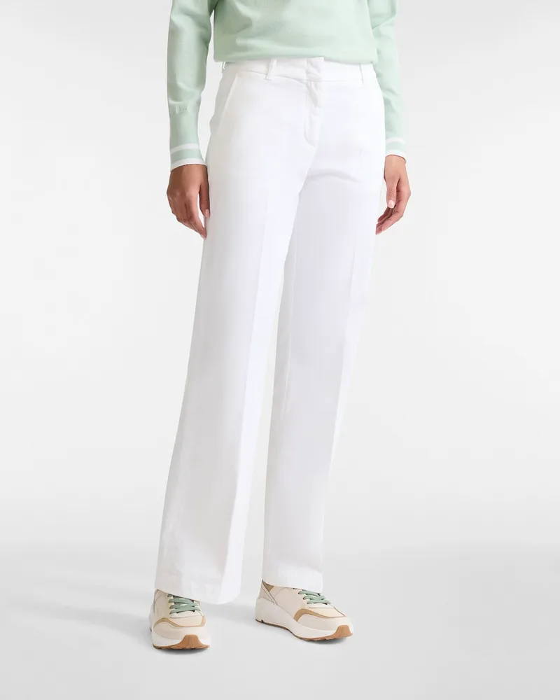 Harmont&Blaine Γυναικείο Παντελόνι Straight Fit Από Σατέν Lyocell Και Βαμβάκι Milk White