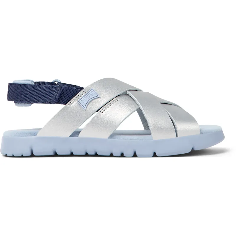 CAMPER Oruga - Πέδιλα Για Κορίτσια - Γκρι, Μέγεθος 34, Smooth leather/Cotton fabric