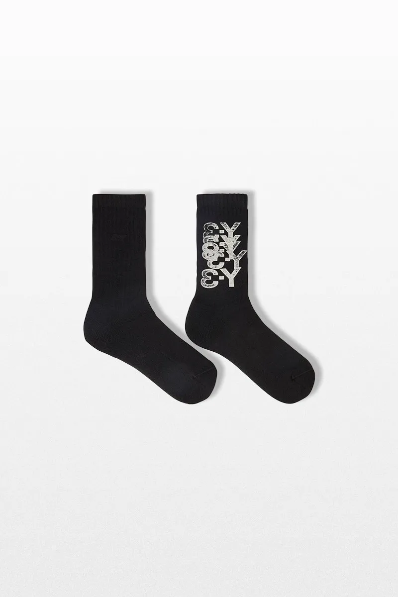 Y-3 Ανδρικό Μαύρο Graphic Mid-Rise Socks