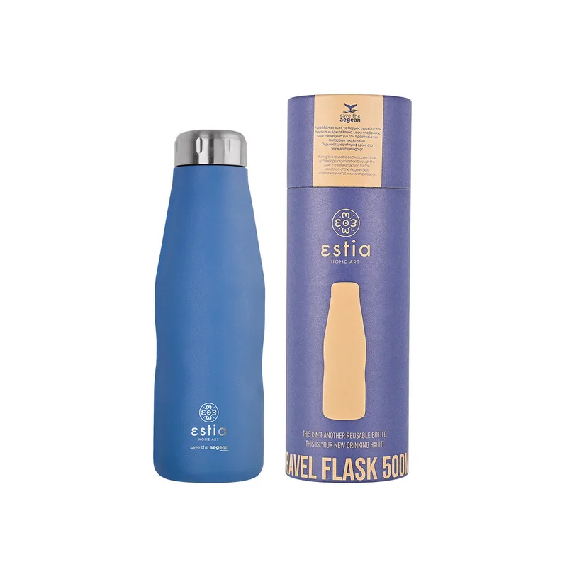 ΘΕΡΜΟΣ TRAVEL FLASK SAVE THE AEGEAN 500ml DENIM BLUE 01-12052, ESTIA