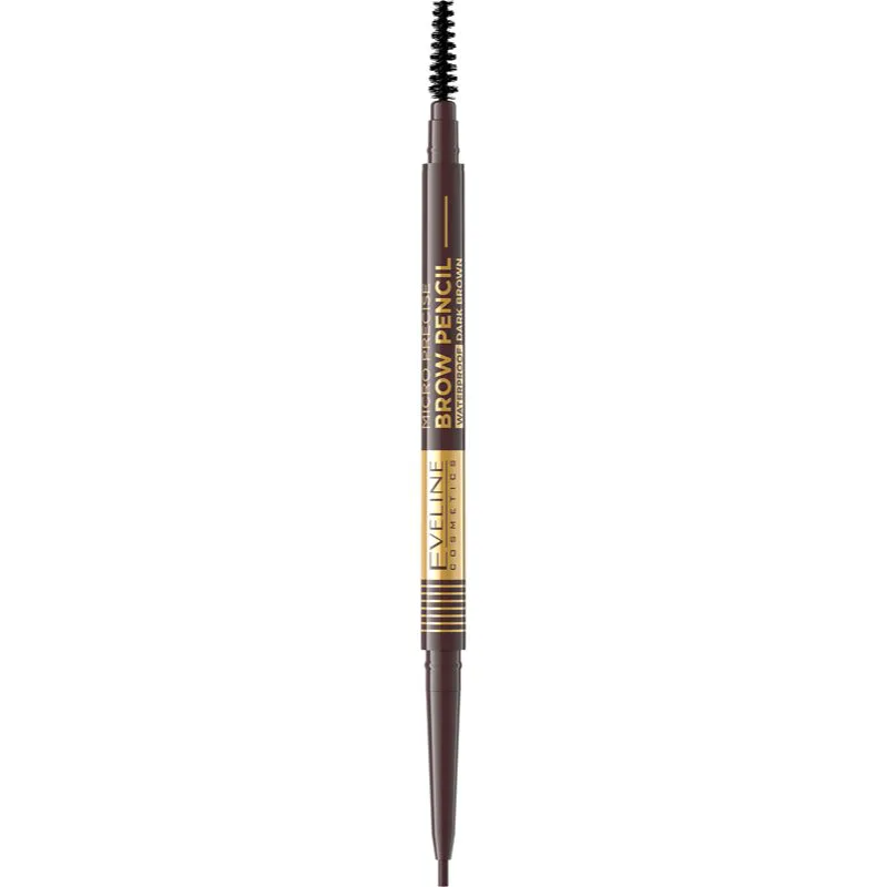 Eveline Cosmetics Micro Precise αδιάβροχο μολύβι για τα φρύδια με βούρτσα 2 σε1 απόχρωση 03 Dark Brown 4 γρ