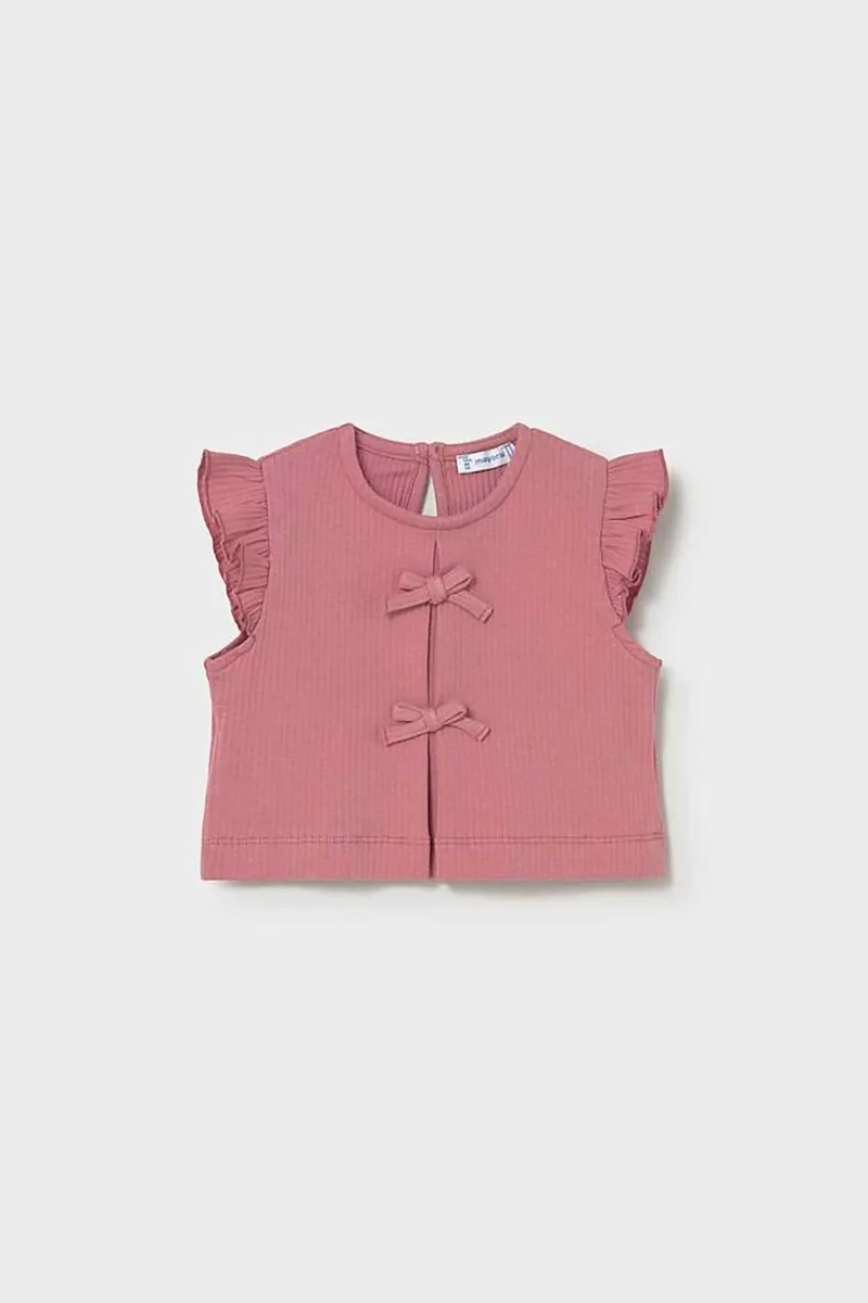 Mayoral βρεφική cropped αμάνικη μπλούζα με βολάν - 1089-S26 Ροζ