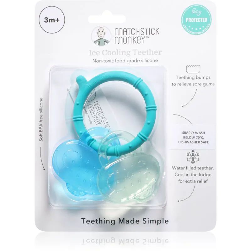 Matchstick Monkey Cooling Teether μασητικό με δροσερό αποτέλεσμα Blue/ Mint 3m+ 1 τμχ