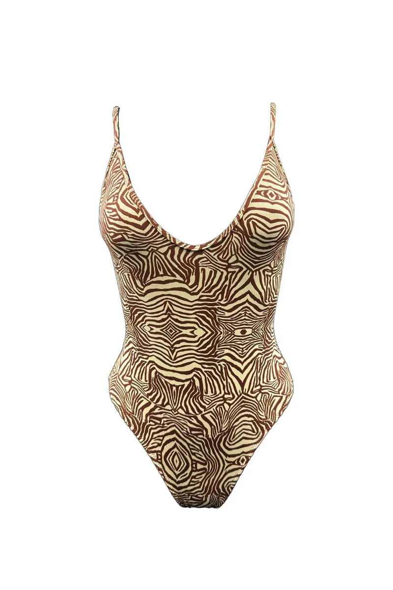Emma Swimwear γυναικείο ολόσωμο μαγιό "Brown Zebra" - EMMA 904 Καφέ