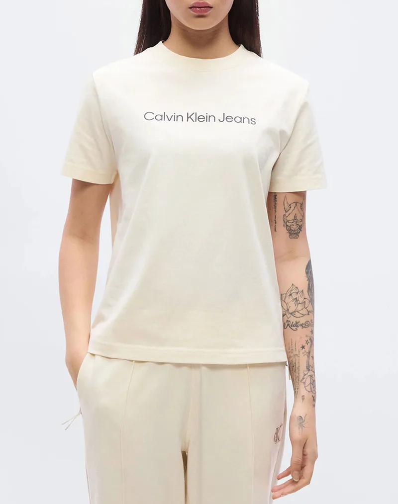 CALVIN KLEIN JEANS A- INST LOGO CLASSIC TEE SS LV047C912G-F7J Cream