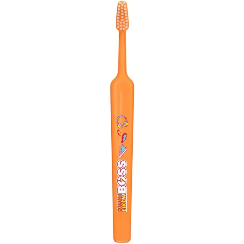 TePe Kids Extra Soft 6+ Years Toothbrush Παιδική Οδοντόβουρτσα με Πολύ Μαλακές Ίνες & Ευχάριστα Σχέδια 1 Τεμάχιο - Πορτοκαλί