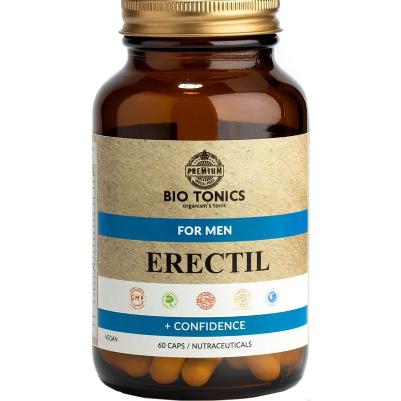 Bio Tonics Erectil For Men Συμπλήρωμα Διατροφής Εκχυλίσματος Βοτάνων, Αμινοξέων, Ψευδάργυρου & Προβιοτικών για Αύξηση της Ερωτικής Επιθυμίας, Σεξουαλική Αντοχή & Αντιμετώπιση Στυτικής Δυσλειτουργίας 60caps