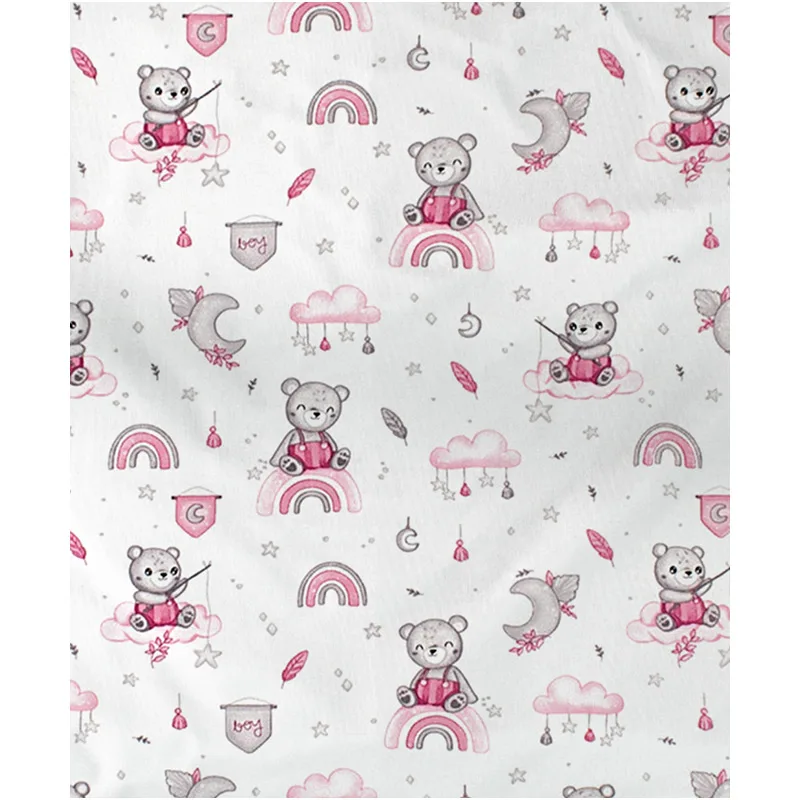 Σεντόνι Λίκνου 80x110 Dimcol Cloudy Bear 582 Ροζ