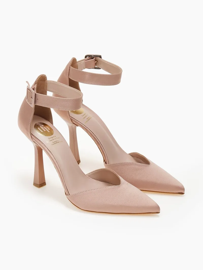 TFP Satin Pointed Toe Pumps - 980 (σατέν) - Nude