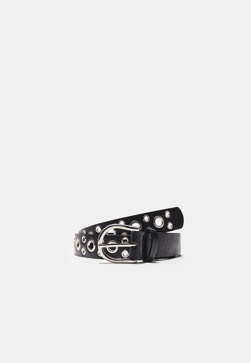 Stradivarius Ζώνη Με Τρουκς Μαύρο 80