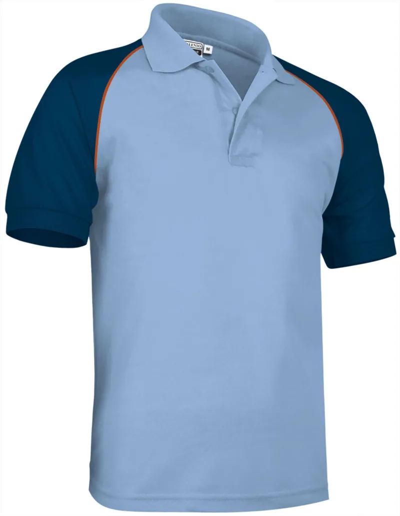 Κοντομάνικο Polo Shirt VENUR Valento POVARGCCM Sky Blue-Orion Navy Blue-Party Πορτοκαλί