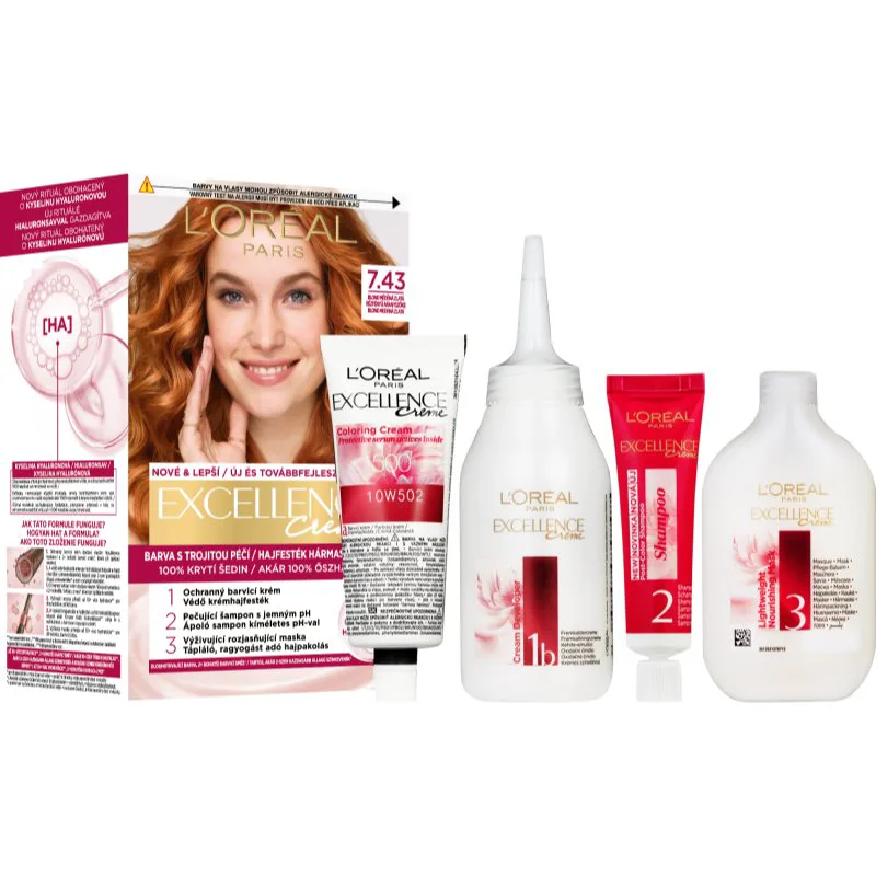 L’Oréal Paris Excellence Creme βαφή μαλλιών απόχρωση 7.43 Blonde Copper 1 τμχ