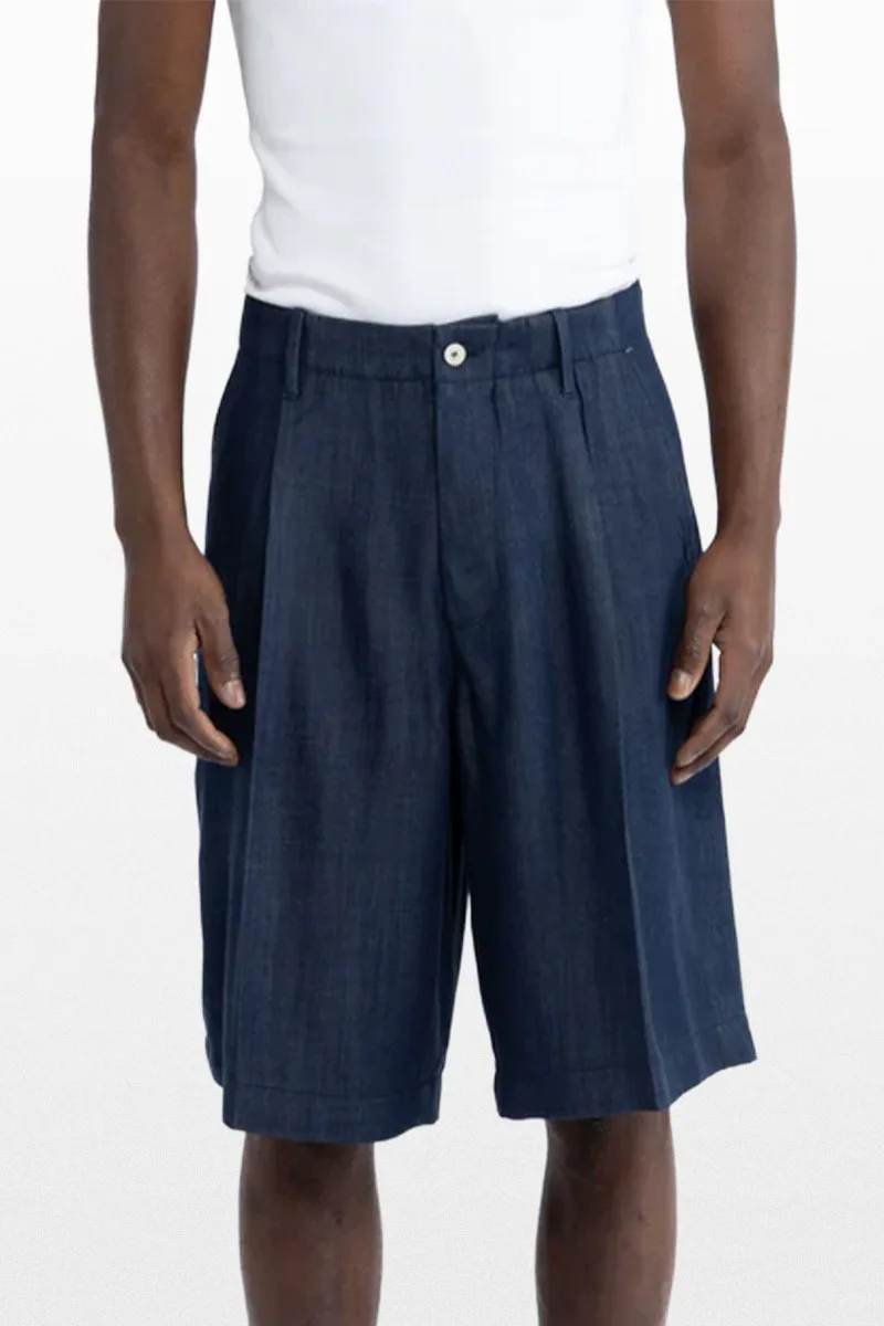 I'M BRIAN Ανδρικό Μπλε Denim Effect Bermuda Shorts